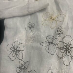 White Floral Embroidered Button-Down Shirt